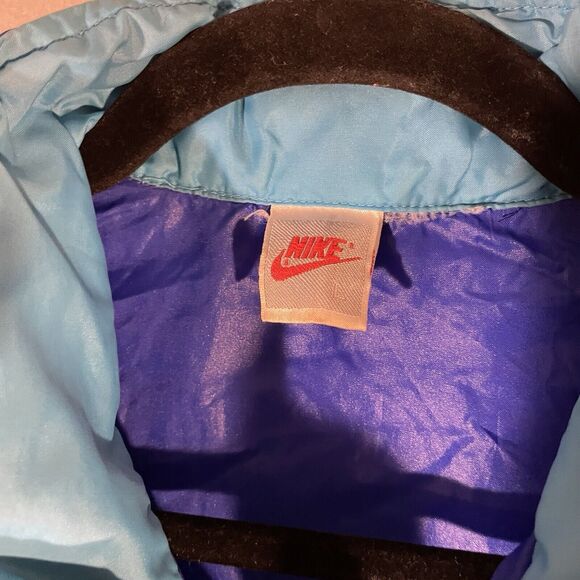 Vintage Nike Windbreaker Color Block 80s Gray Tag Blue Hood Men’s Sz L Unlined - Picture 2 of 7